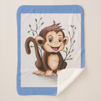 Manny the Monkey Sherpa Blanket