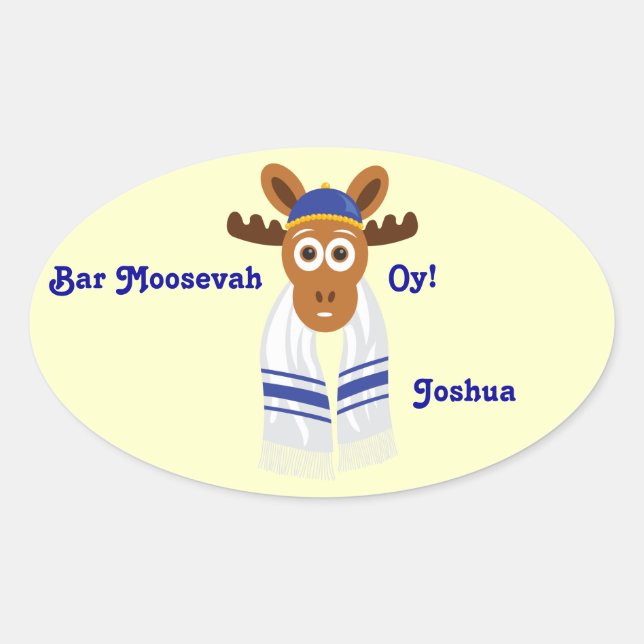 Manny The Moose Head_Bar Moosevah Oy!_personalized Oval Sticker (Front)