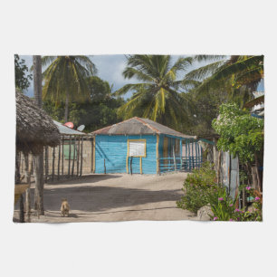 Mano Juan village in Saona Domenican Republic Tea Towel