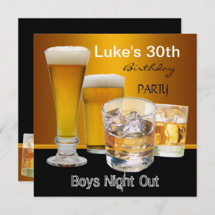 Mans 30th Birthday Party Drinks Beer Boys Night Invitation