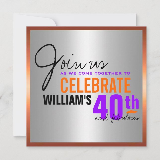 Man's 40th Birthday Invitation (Front)