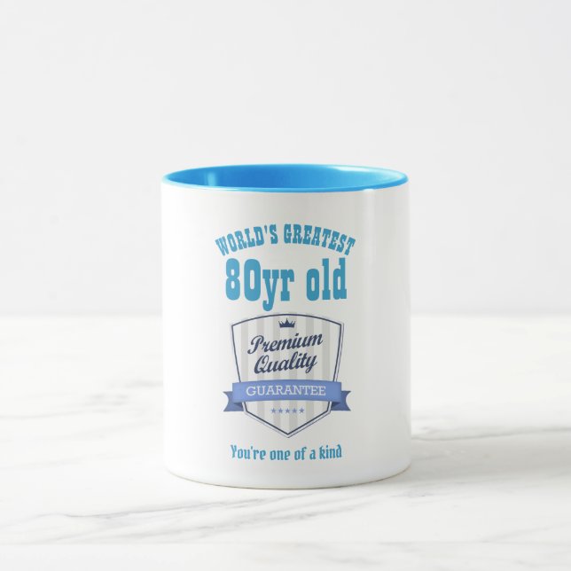 Mans 80th Birthday Gift Worlds Greatest Customised Mug (Center)