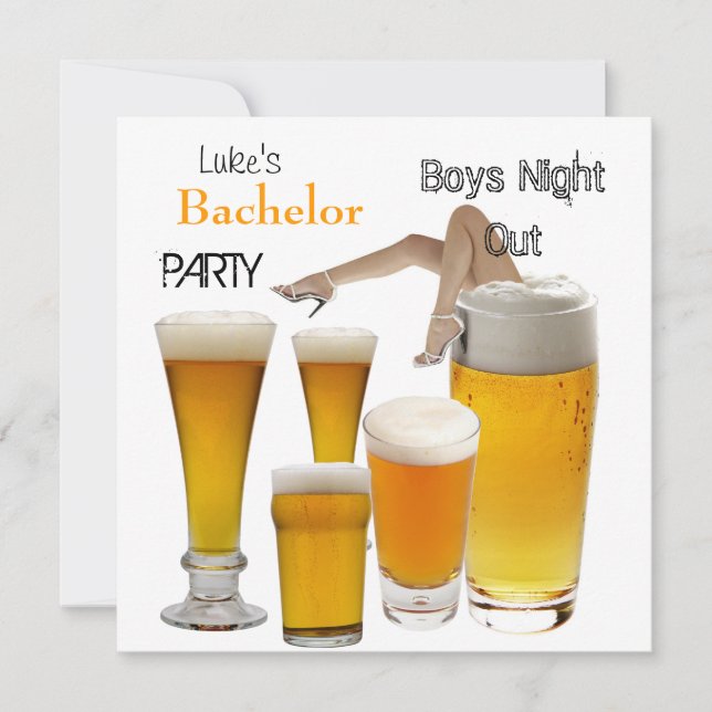 Mans Bachelor Party Beer Boys Night Legs Invitation (Front)