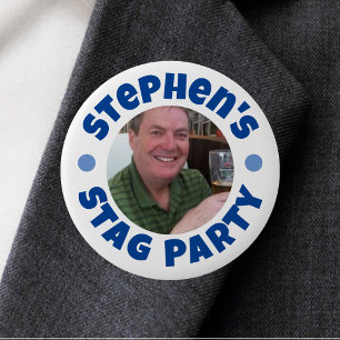 Man's Bachelor Party Photo Button Badge