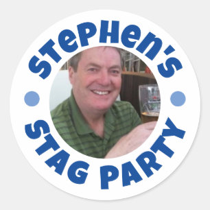 Man's Bachelor Party Photo Classic Round Sticker