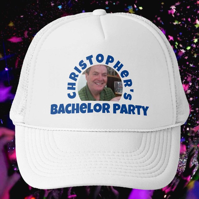 Man's Bachelor Party Photo Trucker Hat (Creator Uploaded)