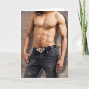 Man's Bare Chest Photograph Card
