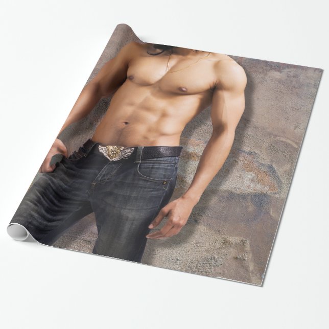 Man's Bare Chest Photograph Sheets Wrapping Paper (Unrolled)