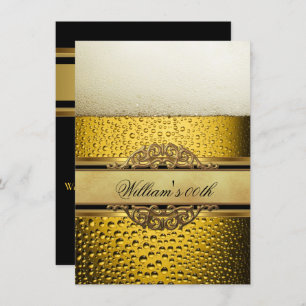 Mans Beer Black Gold Birthday Party All Ages Invitation