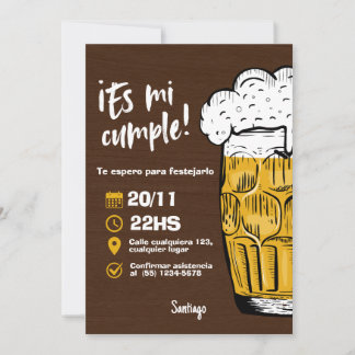 Man's Birthday Invitation with Beer