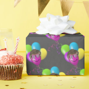 Man's Face On Birthday Balloon  Wrapping Paper