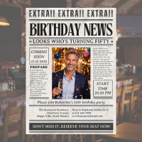 Man's Funny Newspaper Photo 50th Birthday
