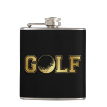 Man's Golf Monogram Black and Gold Flask