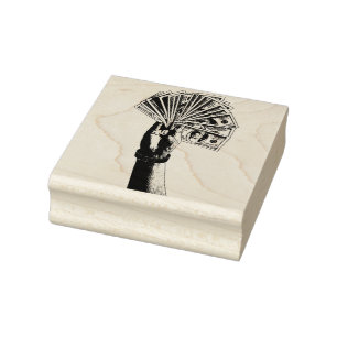 Mans hand Holding 100 dollar Bills money art Rubber Stamp
