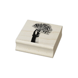 Mans hand Holding 100 dollar Bills money art Rubber Stamp