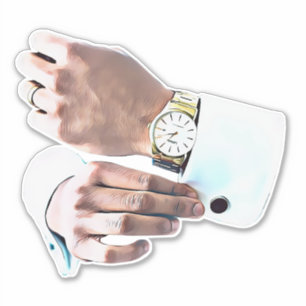 Mans hands Gold watch fashion digital art 