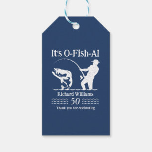 Man's It's O-fish-al Fisherman 50th Birthday Party Gift Tags