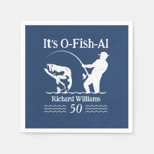 Man's It's O-fish-al Fisherman 50th Birthday Party Napkin