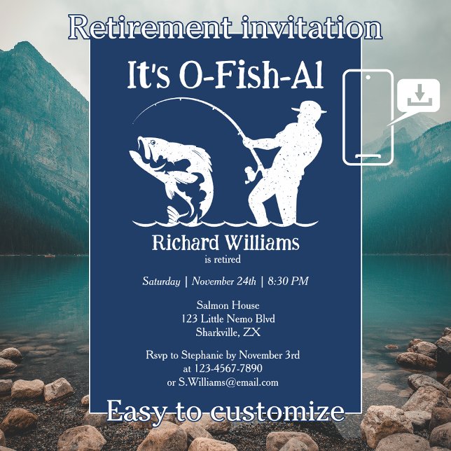 Man's It's Ofishal Fisherman Retirement Party Invitation (Creator Uploaded)