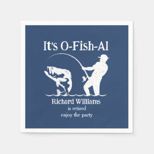 Man's It's Ofishal Fisherman Retirement Party Napkin