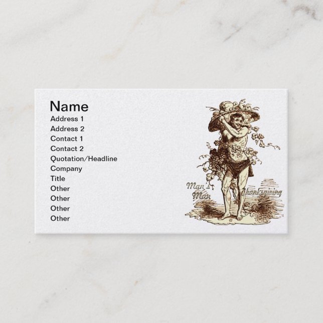 Man's Man Thanksgiving Business Card (Front)