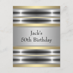 Mans Silver Gold Birthday Party Invitation