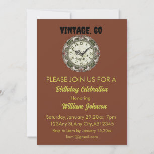 Man's vintage 60th birthday party Invitation card