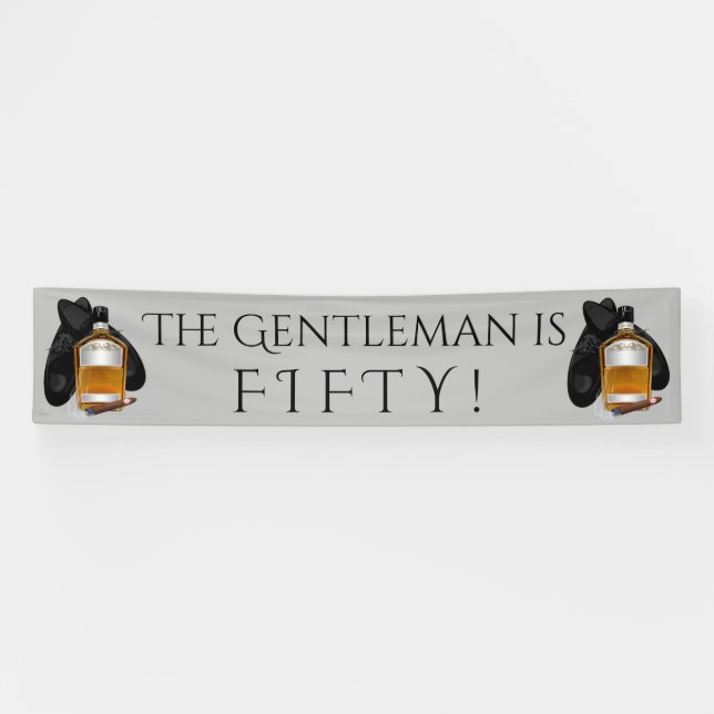 Mans Whiskey and Cigar Birthday Banner (Horizontal)