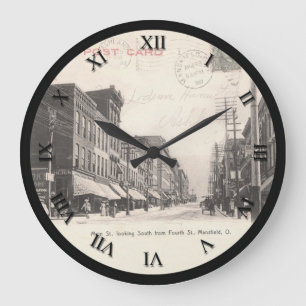 Mansfield Ohio Post Card Clock - Main St 1907