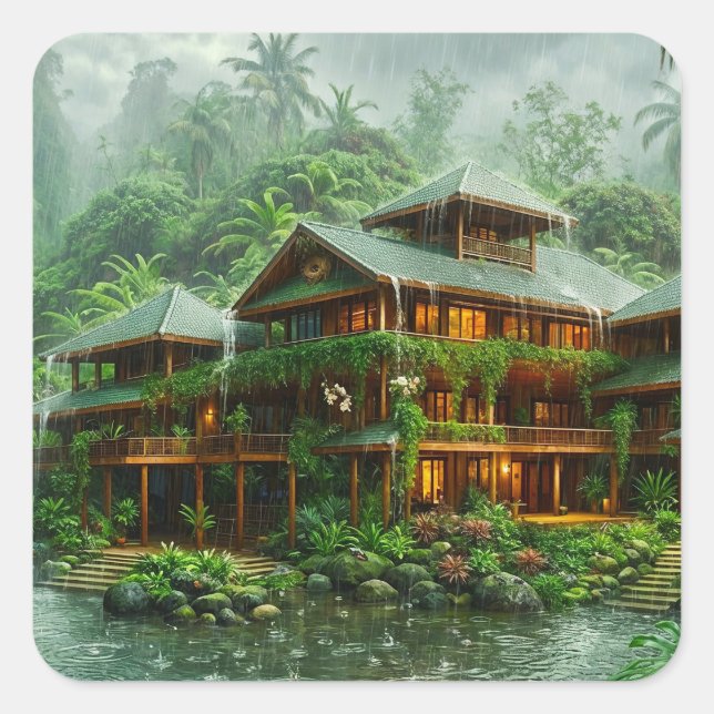 Mansion of the Tropical Rainforest Square Sticker (Front)