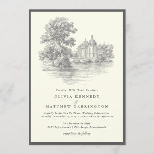 Mansion Venue Old Money Aesthetic Ivory Wedding  Invitation