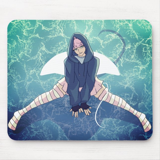 Manta Ray Anime Character Mousepad (Front)
