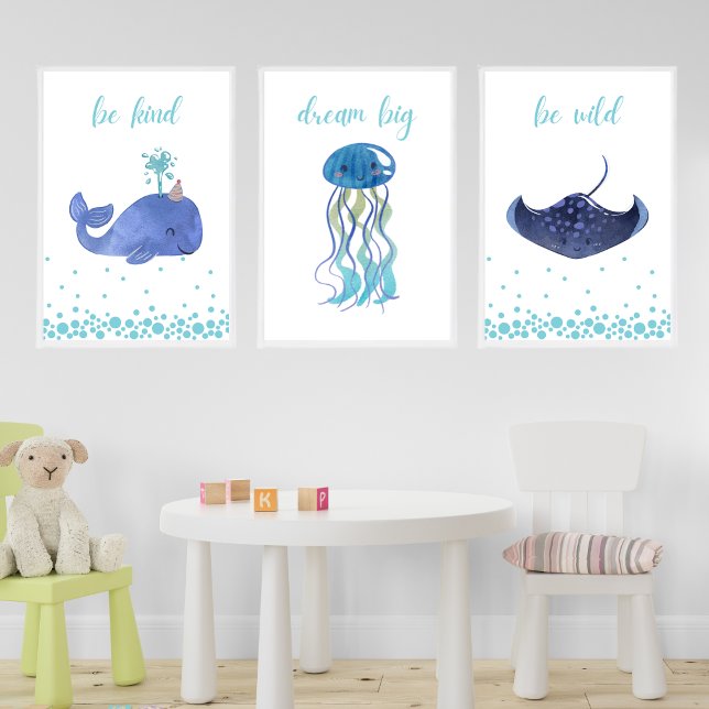 Manta Ray Be Wild Nursery Kids Poster (Creator Uploaded)