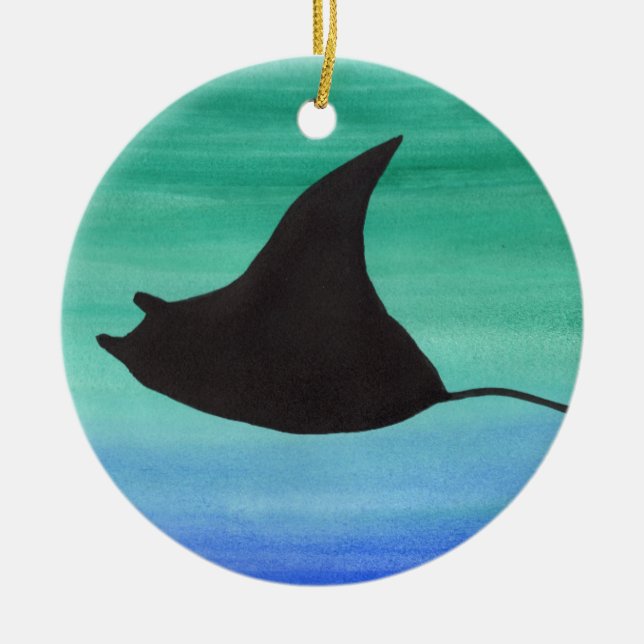 Manta Ray Ceramic Ornament (Front)