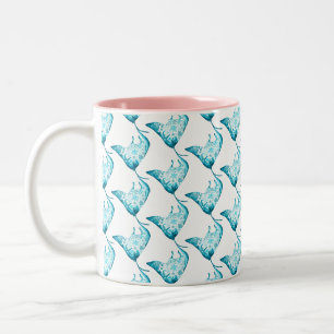 Manta Ray Mug, Ocean Themed Gift Two-Tone Coffee Mug