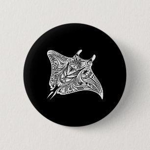 Manta Ray Polynesian Tribal Sea Tattoo Sea 6 Cm Round Badge