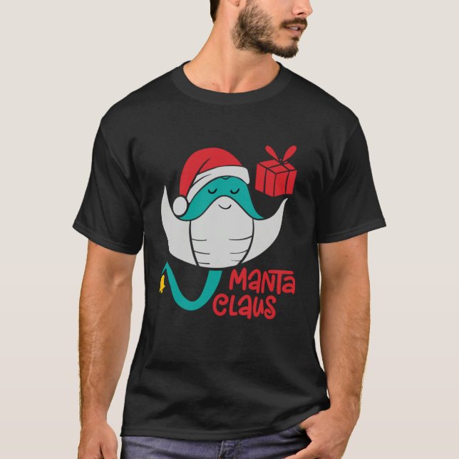 Manta Ray Santa Christmas Beach   Manta Claus T-Shirt (Front)