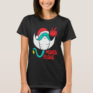 Manta Ray Santa Christmas Beach Manta Claus T-Shirt