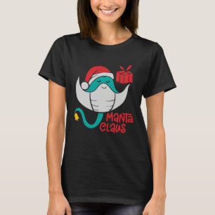 Manta Ray Santa Christmas Beach   Manta Claus T-Shirt
