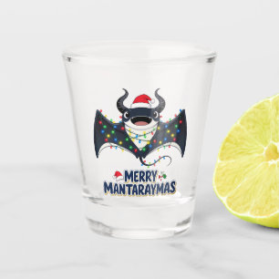 Manta Ray Santa Hat Christmas Lights Merry Mantara Shot Glass