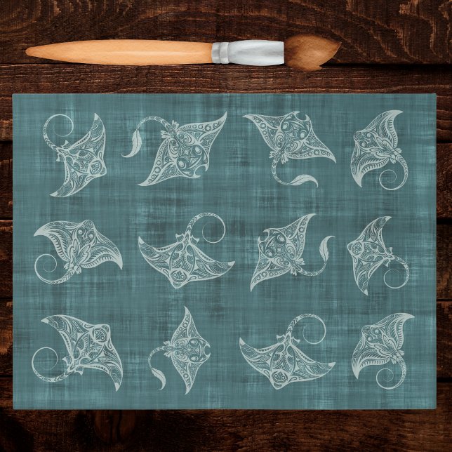 Manta Ray Sea Creature Polynesian Batik Look Tissue Paper (Creator Uploaded)