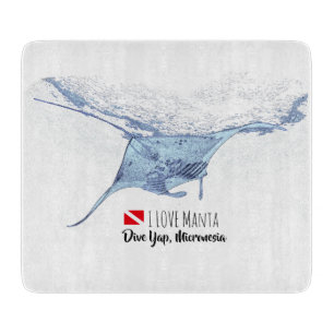 Manta ray silhouette cutting board