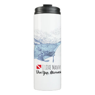 Manta ray silhouette frosted glass coffee mug