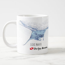 Manta ray silhouette frosted glass coffee mug