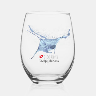 Manta ray silhouette frosted glass coffee mug