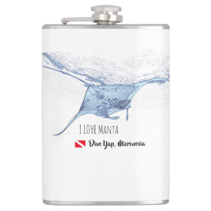 Manta ray silhouette frosted glass coffee mug hip flask