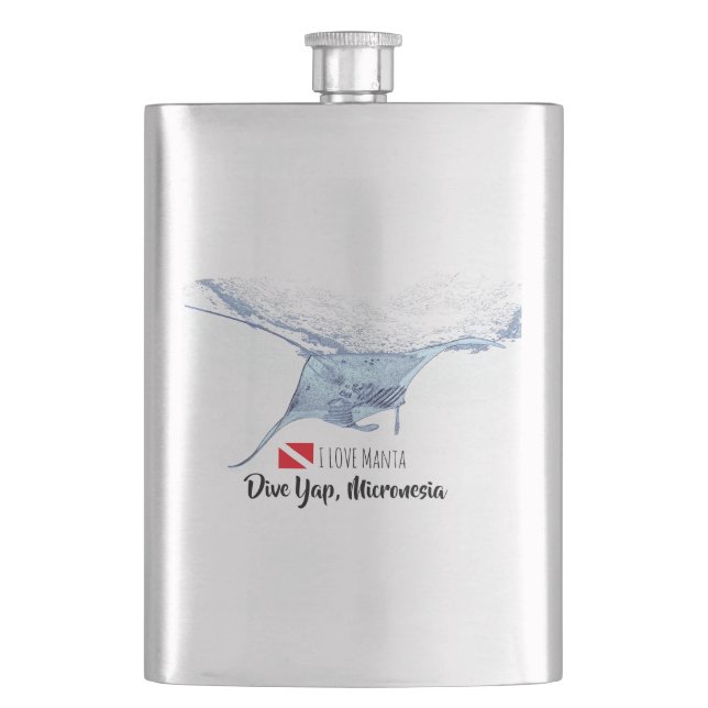 Manta ray silhouette frosted glass coffee mug hip flask (Front)