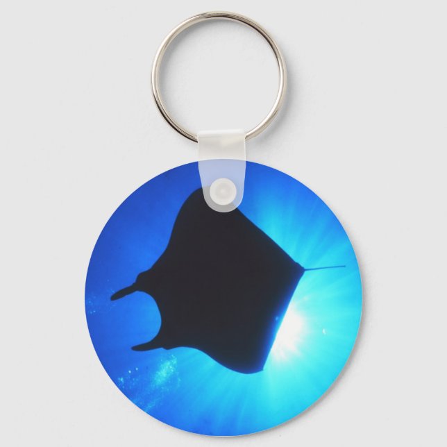Manta Ray Silhouette Key Ring (Front)