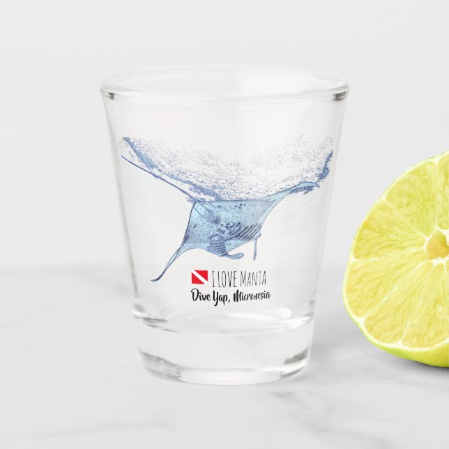 Manta ray silhouette shot glass (Front)