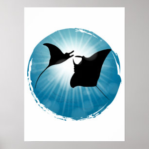 Manta Ray Underwater Aquatic Life Poster